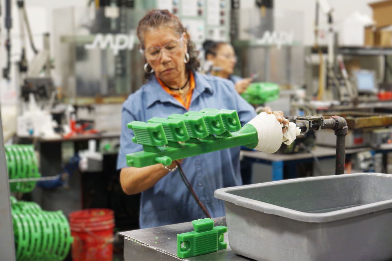 Woman working with wax molding